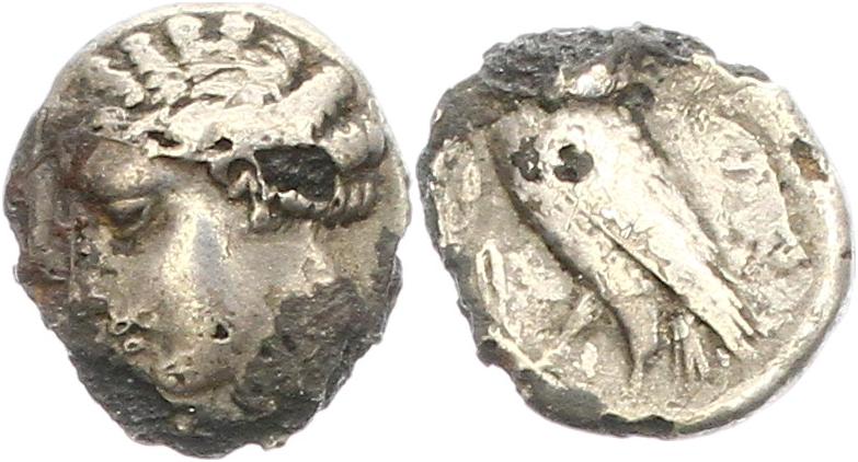  0301 Griechen Lucanien Velia Drachme mit Eule  465 - 440 v. Chr. subaerat   