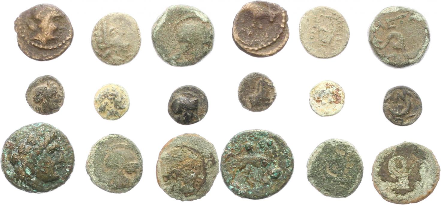  0328 Griechen Lot mit neun Kleinmünzen, u.a. Pergamon   