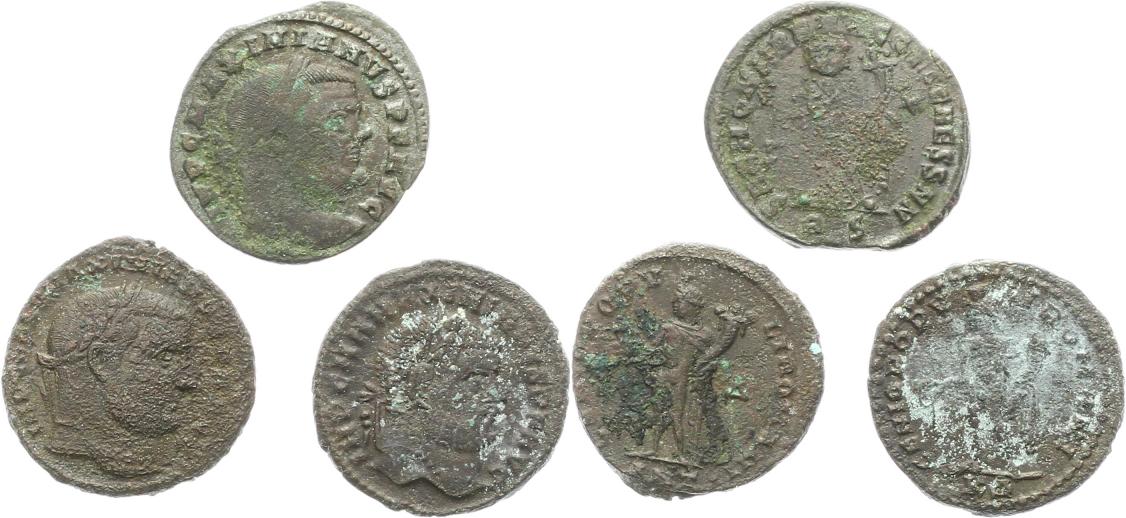  0334 Römer Maximianus I. Lot mit drei Follis Rom Kyzicus Antiochia   
