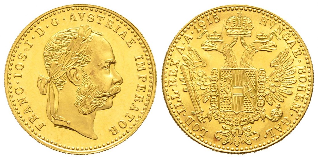 PEUS 9554 Österreich 3,44 g Feingold. Franz Joseph I. (1848 - 1916) 1 Dukat (off.NP) GOLD 1915 Stempelglanz