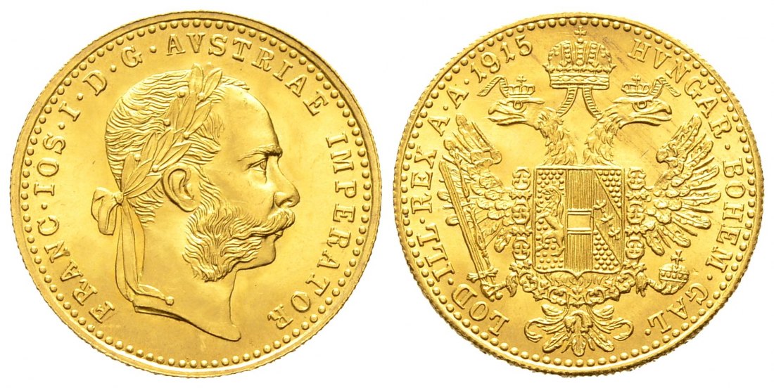 PEUS 9556 Österreich 3,44 g Feingold. Franz Joseph I. (1848 - 1916) 1 Dukat (off.NP) GOLD 1915 Stempelglanz