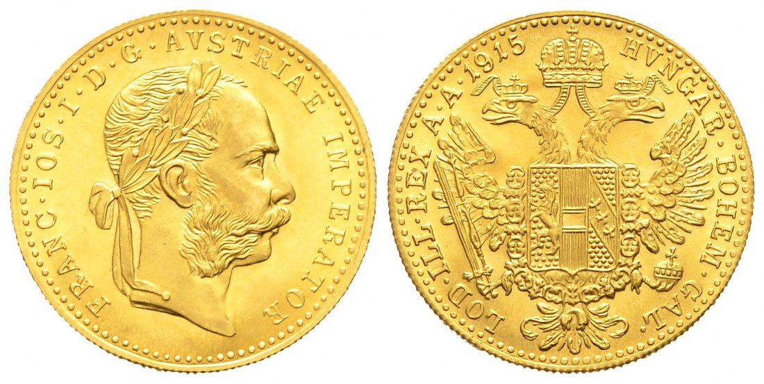 PEUS 9559 Österreich 3,44 g Feingold. Franz Joseph I. (1848 - 1916) 1 Dukat (off.NP) GOLD 1915 Stempelglanz