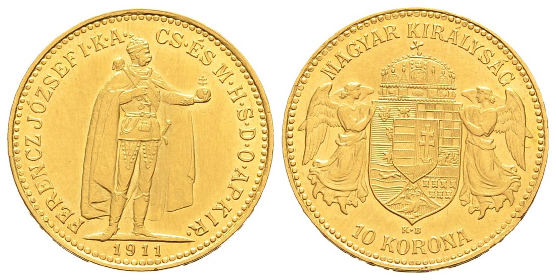 PEUS 9562 Ungarn 3,05 g Feingold. Franz Joseph I. (1848 - 1916) 10 Kronen GOLD 1911 KB Sehr schön +