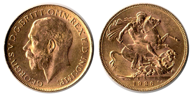 Grossbritannien MM-Frankfurt Feingold: 7,32g Sovereign  St. George V. 1926 SA 