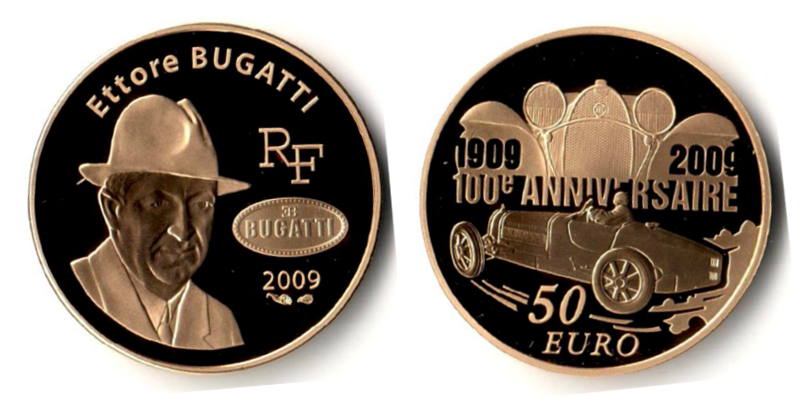 Frankreich MM- Frankfurt Feingold: 7,7g 50 Euro 100th Anniv. - Ettore Bugatti 2009 