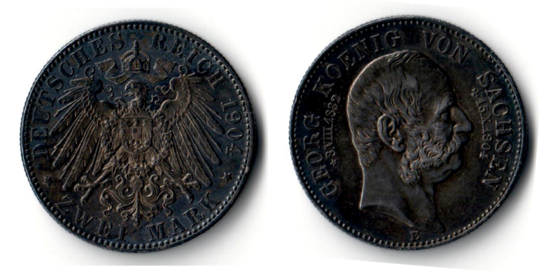  Sachsen, Kaiserreich  2 Mark  1904 E   Georg 1902-1904   FM-Frankfurt    Feinsilber: 10g   