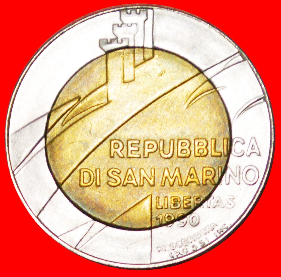  √ BIMETALLISCH: SAN MARINO ★ 500 LIRE 1990 STG STEMPELGLANZ!   