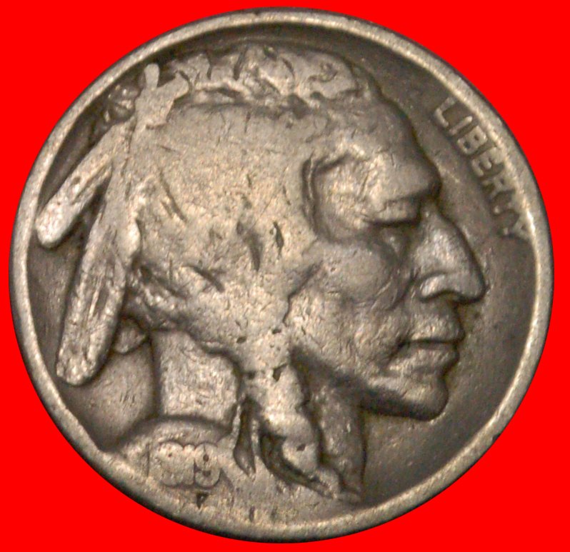  # KOPF INDIANERS (1913-1938): VEREINIGTEN STAATEN USA ★ 5 CENTS 1919!   