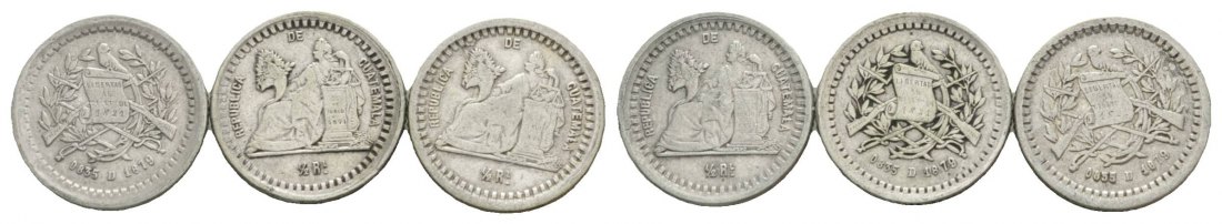  Guatemala, 1/2 Real 1879, 3 Stück   