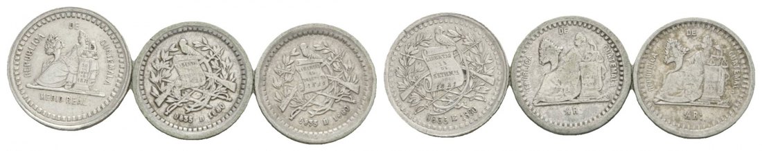 Guatemala, 1/2 Real 1880/ 1880/ 1890, 3 Stück   