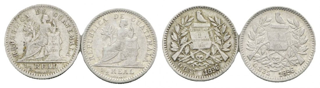 Guatemala, 1/2 Real 1896, 2 Stück   