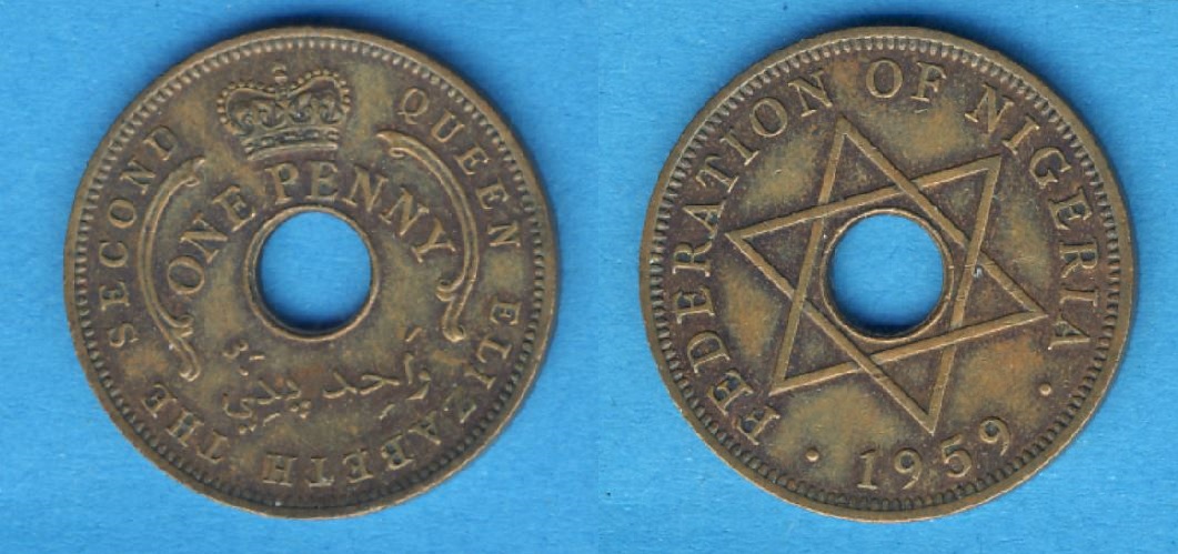  Nigeria 1 Penny 1959   