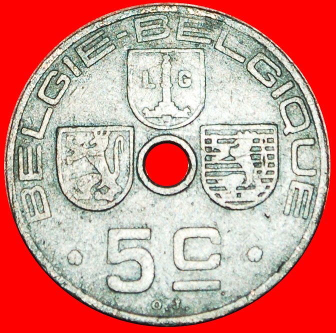  # BESETZUNG DURCH DEUTSCHLAND ~ NIEDERLÄNDISCHE LEGENDE: BELGIEN ★ 5 CENTIMES 1942!   