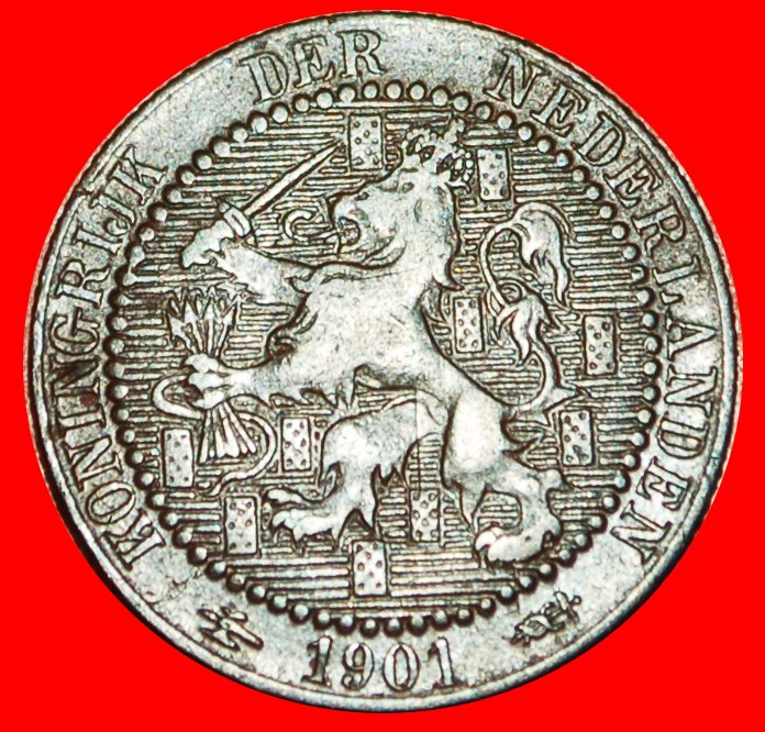  # RAMPANT LION: NETHERLANDS ★ 1 CENT 1901 KONINGRIJK! LOW START ★ NO RESERVE! Wilhelmina (1890-1948)   