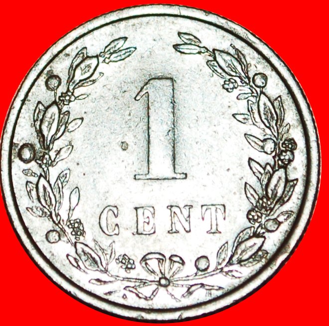  # WUCHERND LÖWE: NIEDERLANDE ★ 1 CENT 1901 KONINGRIJK! Wilhelmina (1890-1948)   