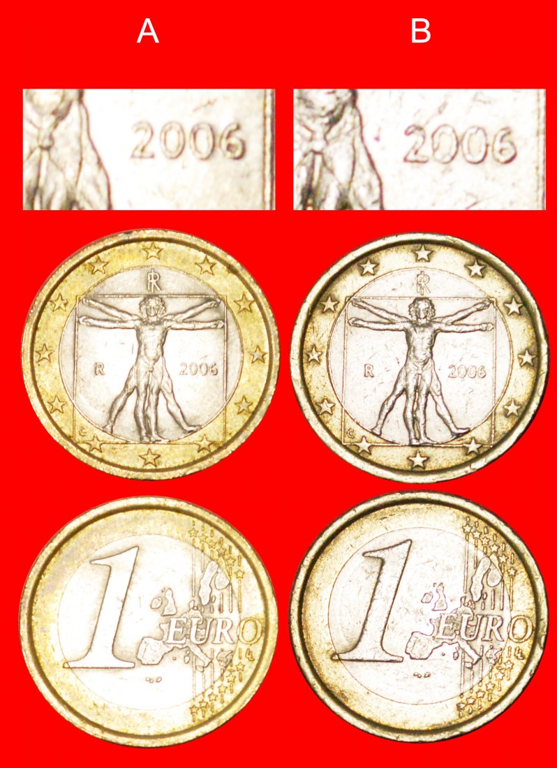  # VITRUVIAN MAN 1490: ITALY★ 1 EURO 2006 DISCOVERY COINS! LOW START ★ NO RESERVE!   