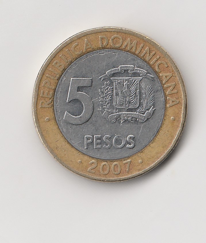  5 Pesos Dominikanische Republik 2007  (I248)   