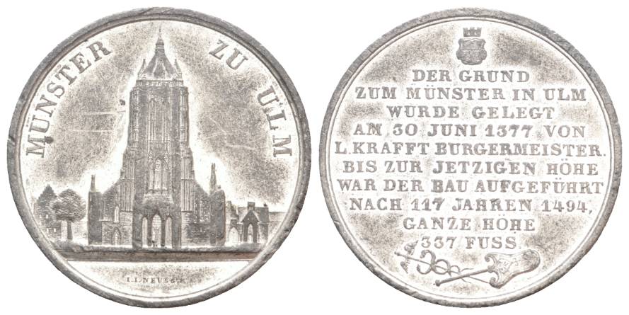  Zinnmedaille, Münster zu Ulm; 17,79 g; Ø 37,13 mm   