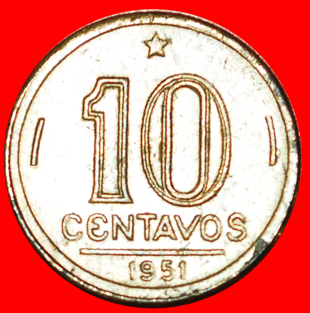 # DOPPELDATE: BRASILIEN ★ 10 CENTAVOS 1951 JOSE BONIFACIO (1763-1838)!