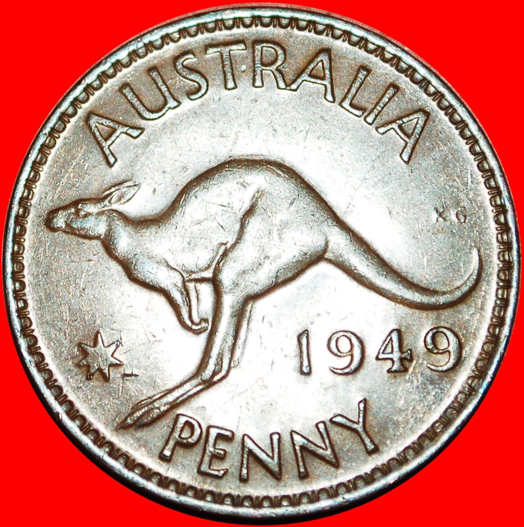  # KÄNGURU: AUSTRALIEN ★ PENNY 1949! OHNE VORBEHALT! Georg VI (1937-1952)   