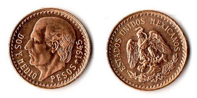 Mexiko  2,5 Pesos  1945 MM-Frankfurt Feingold: 1,87g Miguel Hidalgo y Costilla  