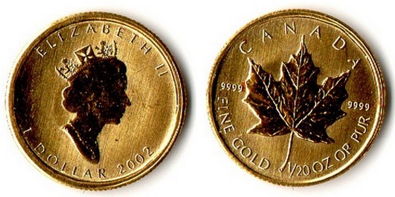 Kanada  1 Dollar  2002 MM-Frankfurt  Feingold: 1,55g Meaple Leaf  