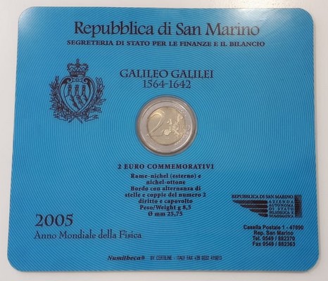  San Marino   2 Euro  2005  Galileo Galilei 1564-1642   FM-Frankfurt   