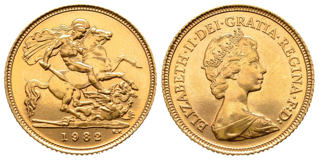 PEUS 9578 Großbritannien 3,66 g Feingold. Elizabeth II. (1952 - heute) 1/2 Sovereign GOLD 1982 Kl. Kratzer, Vorzüglich