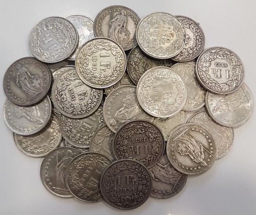  Schweiz 30x 1 Franken  1901-1967 FM-Frankfurt Feingewicht: ca.125g Silber   
