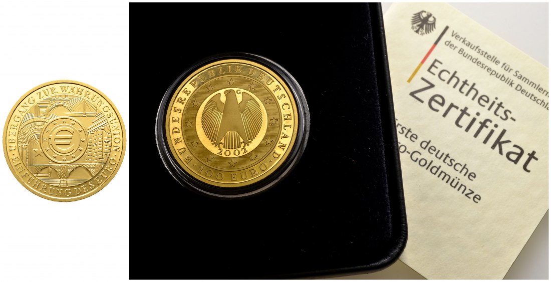 PEUS 9575 BRD 15,55 g Feingold. Währungsunion mit Etui + Zertifikat 100 Euro GOLD 1/2 Unze 2002 G Karlsruhe Stempelglanz