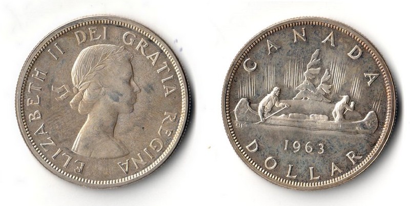  Kanada  1 Dollar  1963 Voyageur   FM-Frankfurt  Feinsilber: 18,66g   