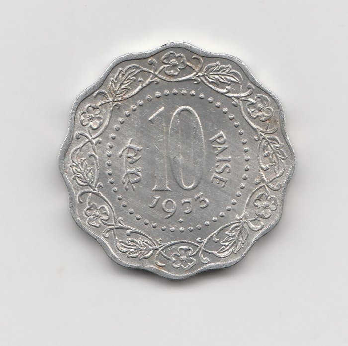 10 Paise Indien 1973 mit Raute unter der Jahreszahl (I313)