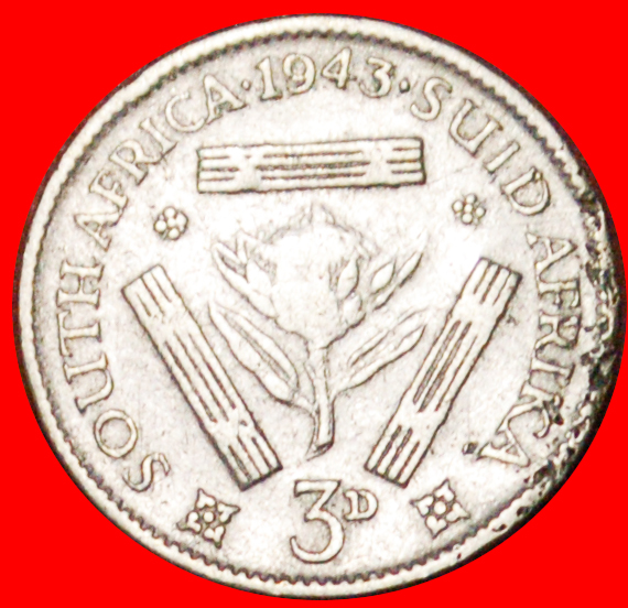 # SILBER (1937-1947): SÜDAFRIKA ★ 3 PENCE 1943 KRIEGSZEIT (1939-1945)!
