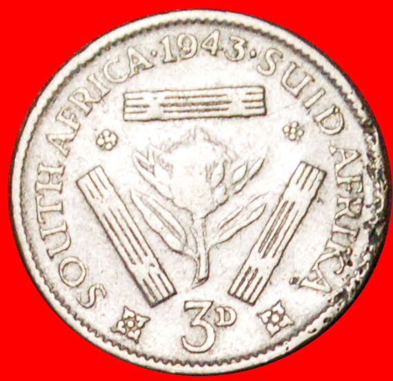  # SILBER (1937-1947): SÜDAFRIKA ★ 3 PENCE 1943 KRIEGSZEIT (1939-1945)!   