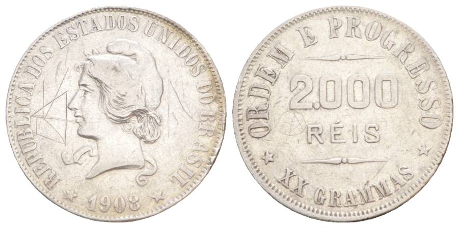 Brasilien, 2000 Reis 1908   