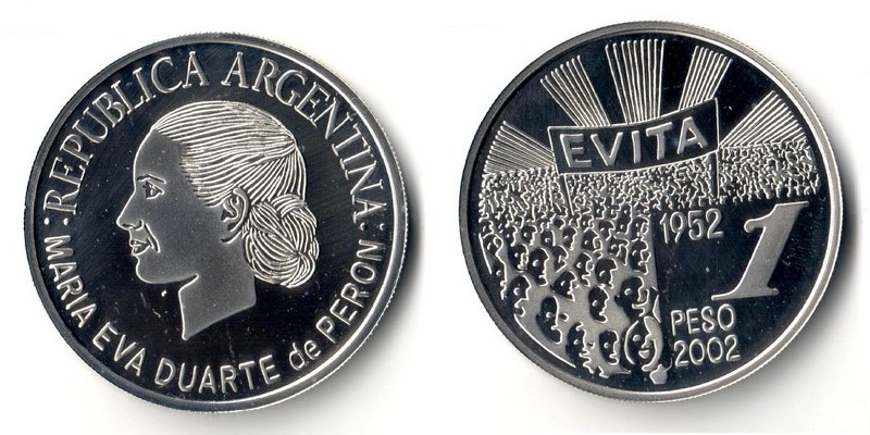  Argentinien  1 Peso  2004  EVITA - audience    FM-Frankfurt  Feinsilber: 22,5g   