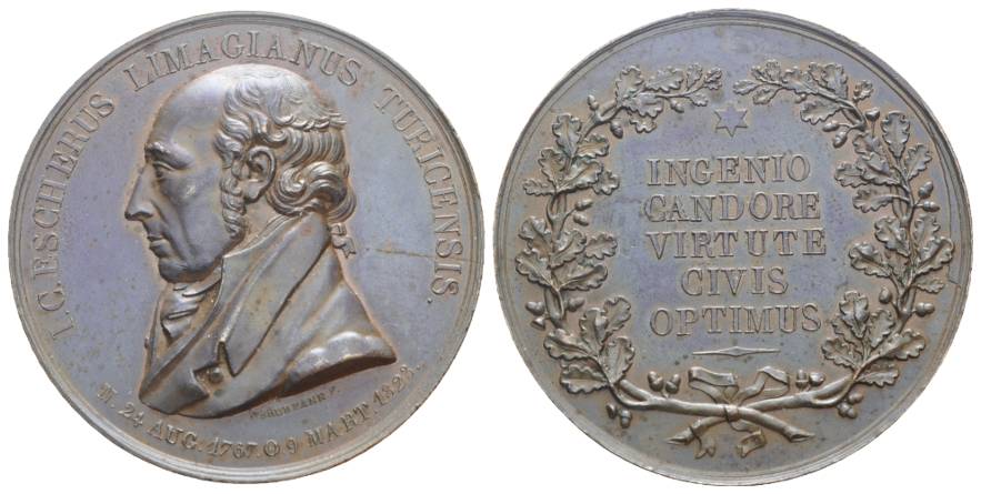  Escherus Limagianus Turicensis, Bronzemedaille, 1823; 57,03 g; Ø 50,79 mm   