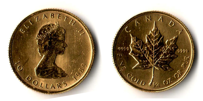 Kanada  10 Dollars  1989 MM-Frankfurt Feingold: 7,78g Maple Leaf  