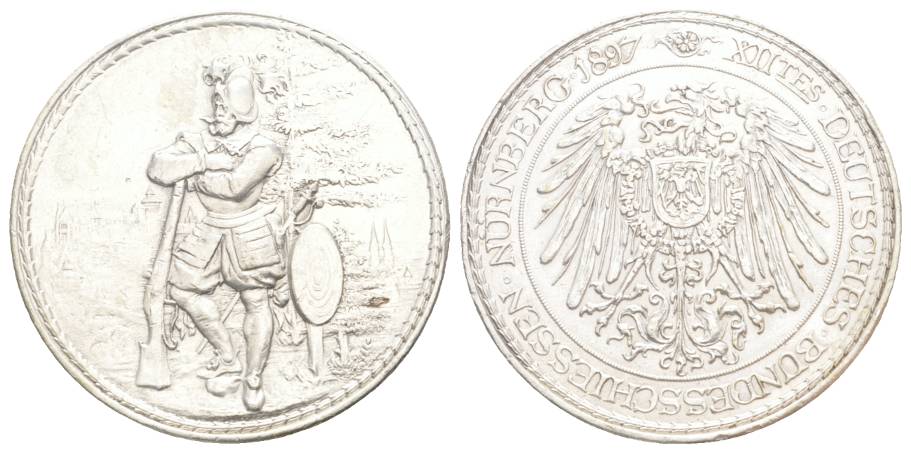  Nürnberg, Silbermedaille, Bundesschiessen 1897; 26,64 g; Ø 40,31 mm   