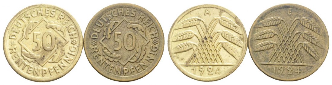  Weimarer Republik, 2 Kleinmünzen, 1924   
