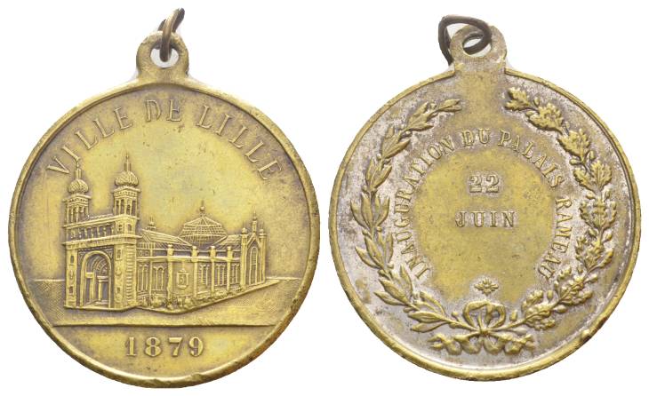  Lille, Bronzemedaille, Einweihung Rameau Palast 1879; 14,48 g; Ø 34,30 mm   