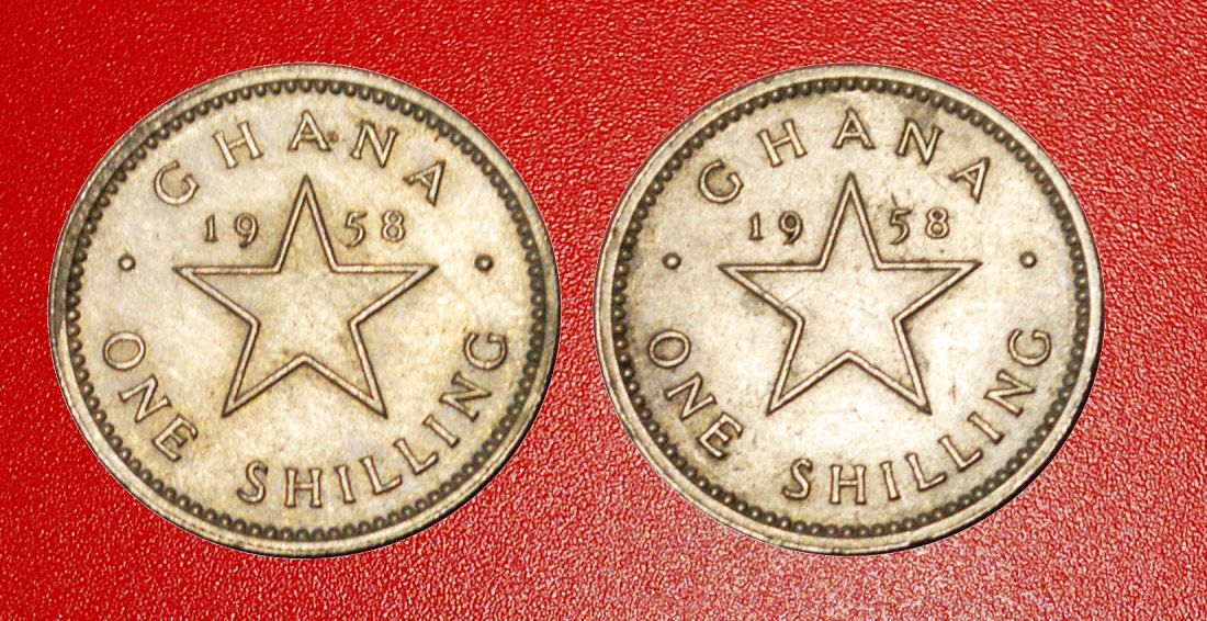  # GROSSBRITANNIEN: GHANA ★ 1 SHILLING 1958 WEISSE UND HAARIGE TYPEN! OHNE VORBEHALT!   