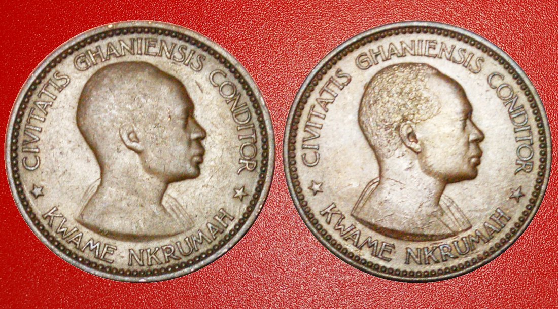 # GREAT BRITAIN: GHANA ★ 1 PENNY 1958 BALD AND HAIRY TYPES! LOW START ★ NO RESERVE!