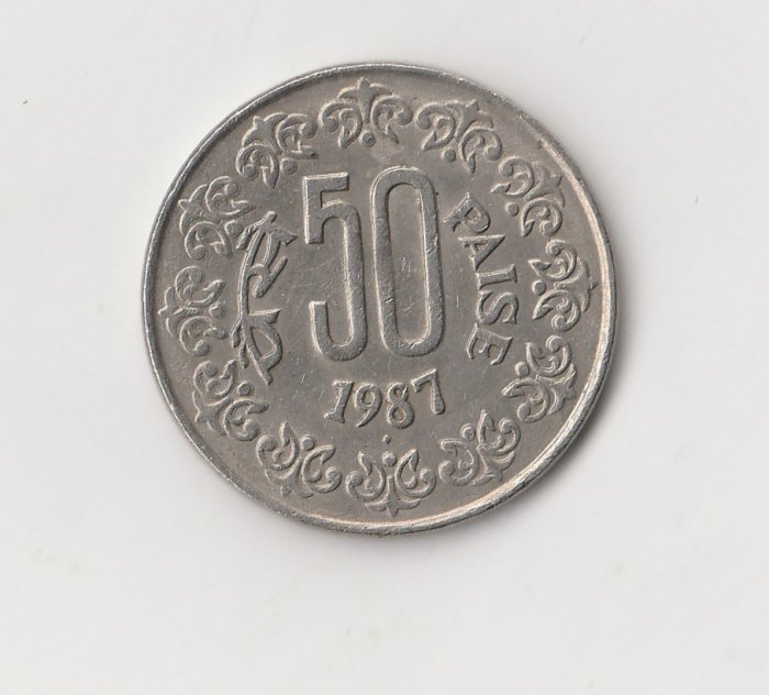  50 Paise Indien 1987 mit Raute unter der Jahreszahl (I343)   