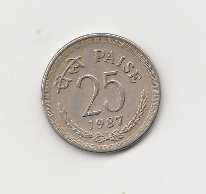  25 Paise Indien 1987 mit Raute unter der Jahreszahl (I352)   