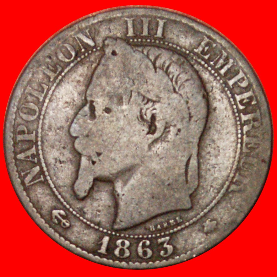  # NAPOLEON III (1852-1870): FRANKREICH ★ 5 CENTIMES 1863A! OHNE VORBEHALT!   