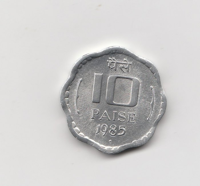 10 Paise Indien 1985 mit Raute unter der Jahreszahl (I365)