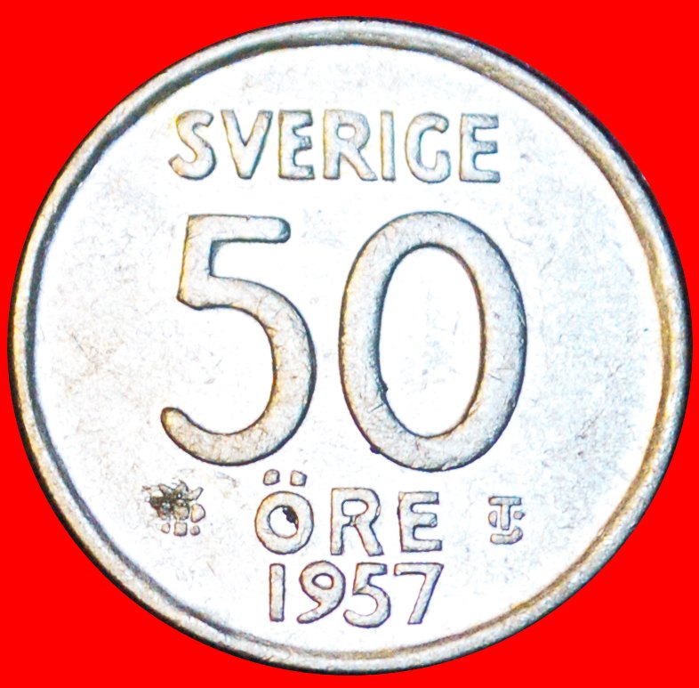 # SILBER (1952-1961): SCHWEDEN ★ 50 OERE 1957TS! OHNE VORBEHALT! Gustaf VI Adolf (1950-1973)