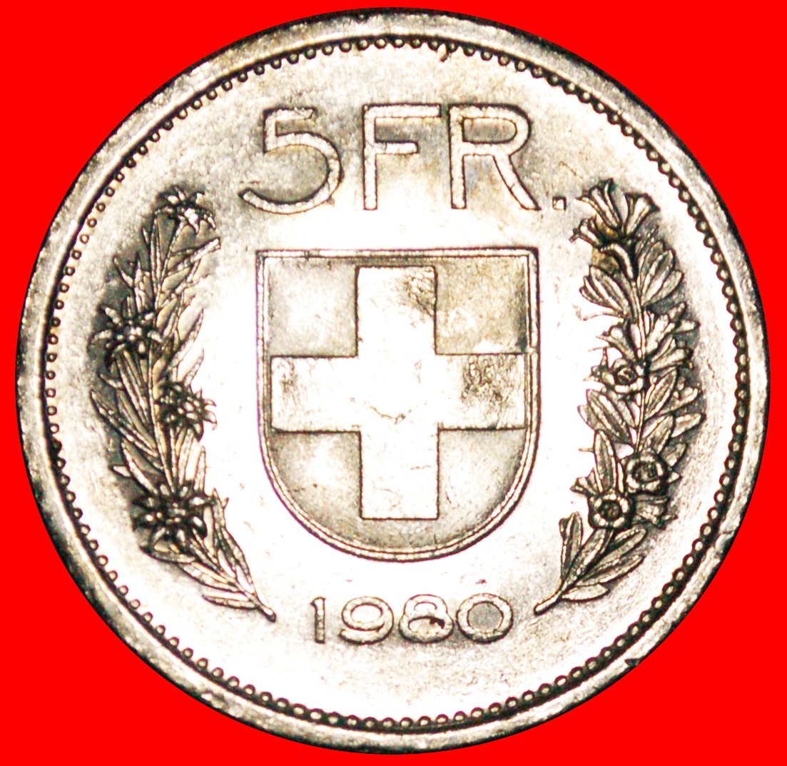  * WILLIAM TELL (1931-2022): SWITZERLAND ★ 5 FRANCS 1980! DISCOVERY COIN! LOW START ★ NO RESERVE!   