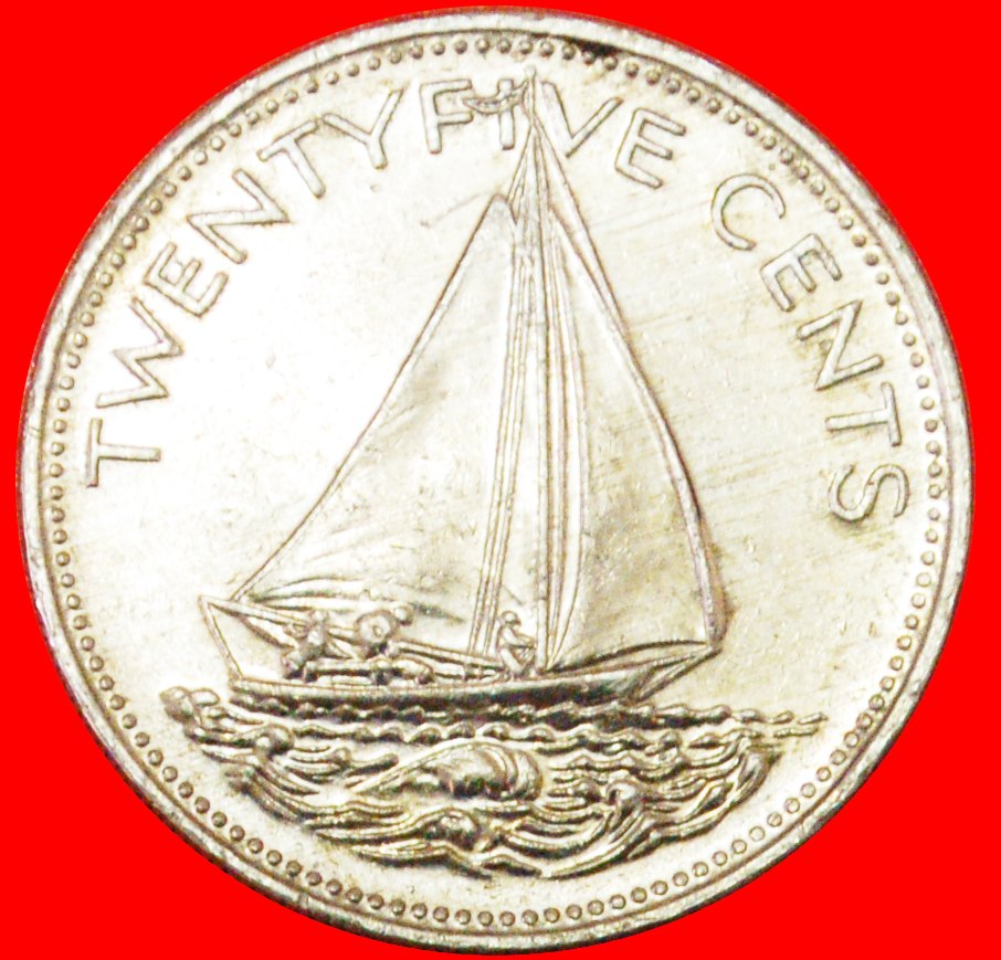  # GROSSBRITANNIEN: BAHAMAS ★ 25 CENTS 1991 SCHIFF! OHNE VORBEHALT!   